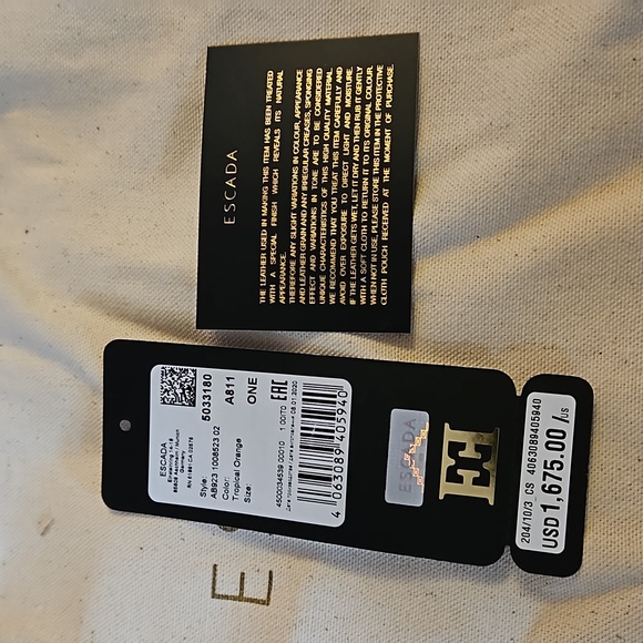 ESCADA Orange Leather and Suede Handbag - Picture 10 of 11